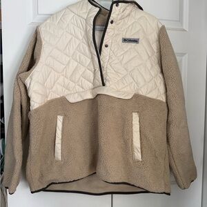 Columbia Off-White and Beige Quilted Fleece Jacket